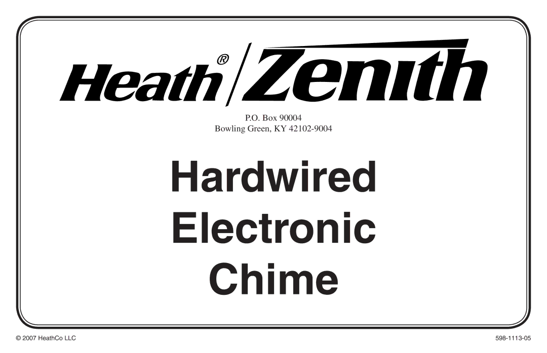 Heath Zenith 598-1113-05 manual Hardwired Electronic Chime 