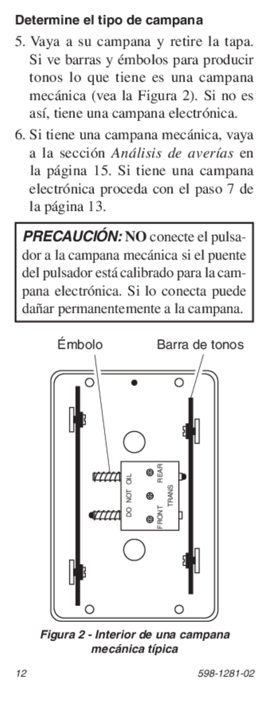 Heath Zenith 598-1281-02 manual Determine el tipo de campana 