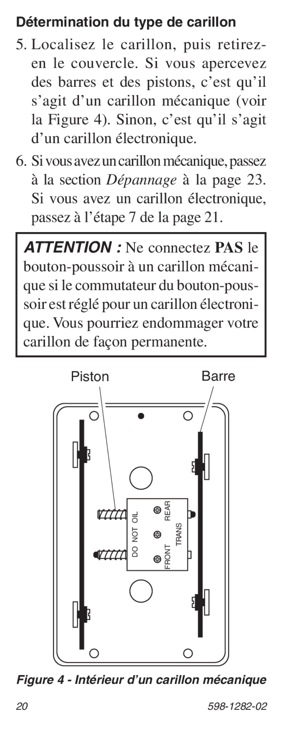 Heath Zenith 598-1282-02 manual Détermination du type de carillon 