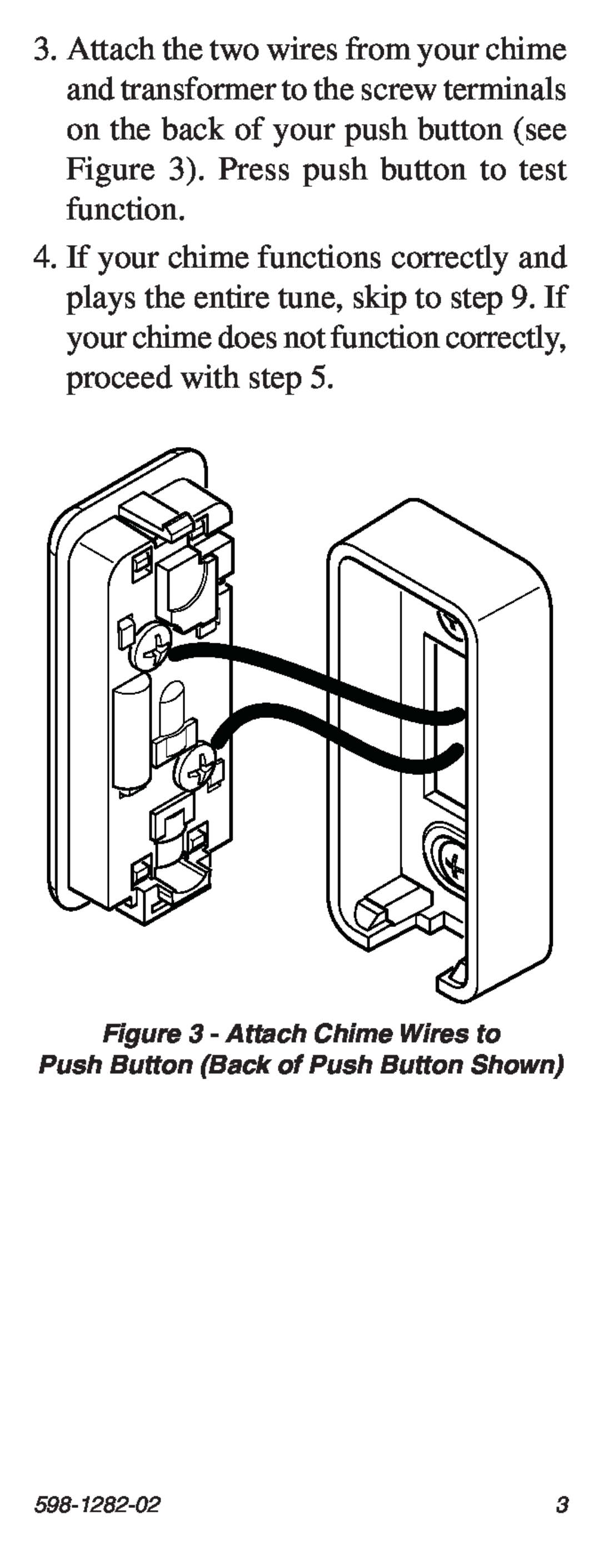 Heath Zenith 598-1282-02 manual Attach Chime Wires to, Push Button Back of Push Button Shown 