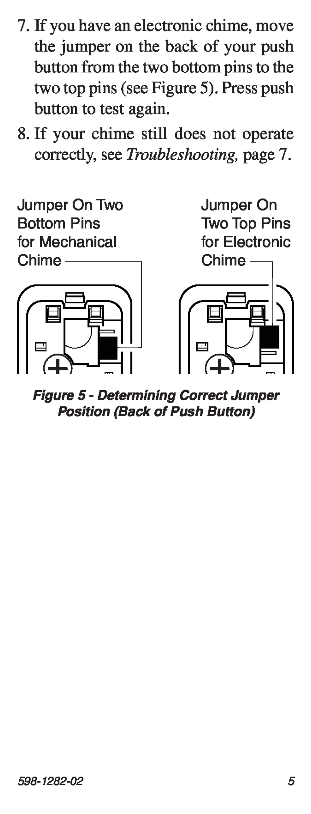 Heath Zenith 598-1282-02 manual Jumper On Two Top Pins for Electronic Chime, Determining Correct Jumper 