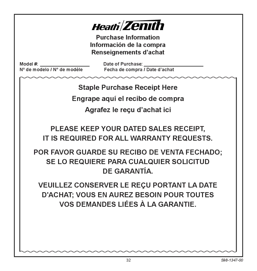 Heath Zenith 598-1347-00 operating instructions 