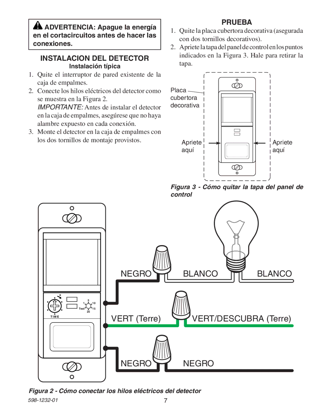 Heath Zenith 6106 owner manual Instalacion DEL Detector, Prueba, Instalación típica 