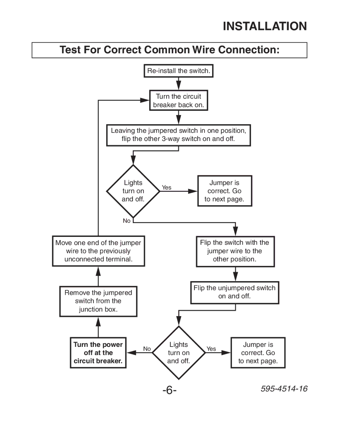 Heath Zenith 6107 manual Test For Correct Common Wire Connection 