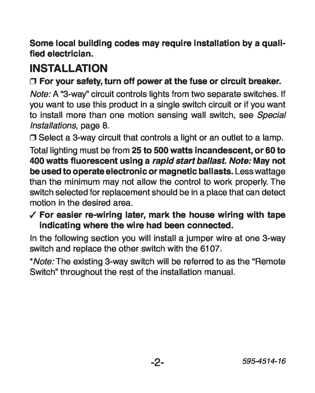 Heath Zenith 6107 manual Installation 