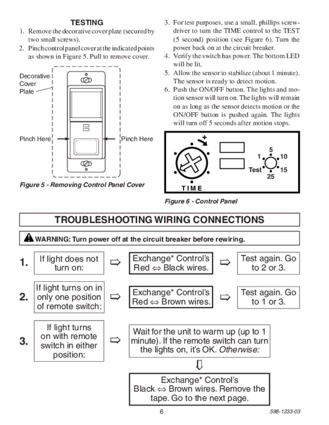 Heath Zenith 6108 owner manual Troubleshooting Wiring Connections, Testing, Test 25, M E 