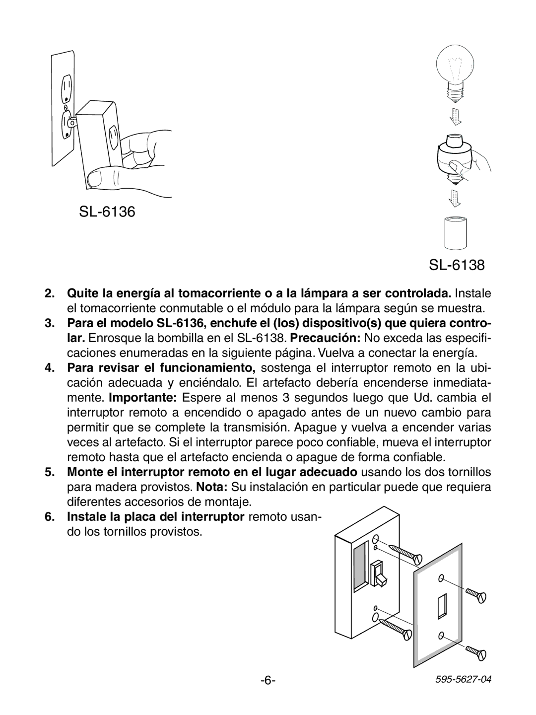 Heath Zenith manual SL-6136 SL-6138 