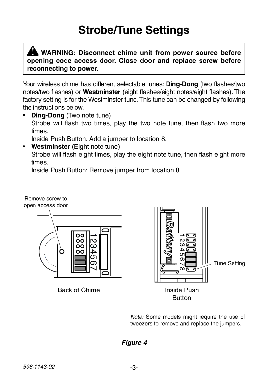 Heath Zenith 6144 manual Strobe/Tune Settings 