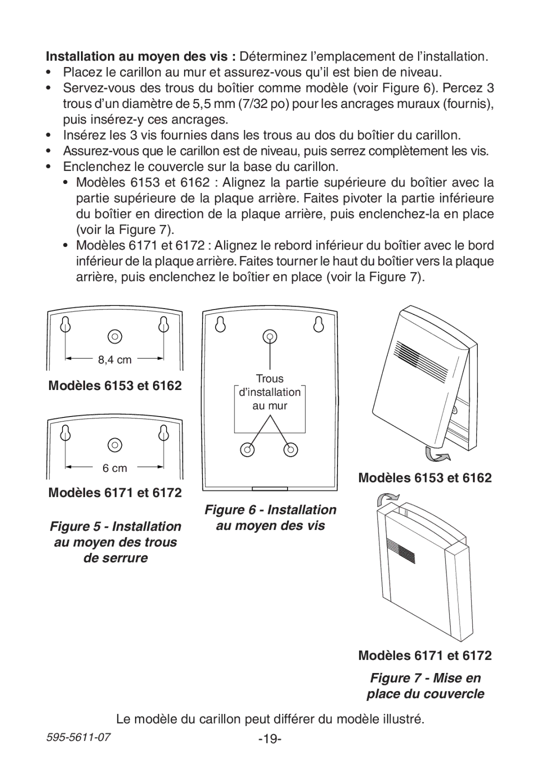 Heath Zenith 6153/62/71/72 manual Mise en place du couvercle 