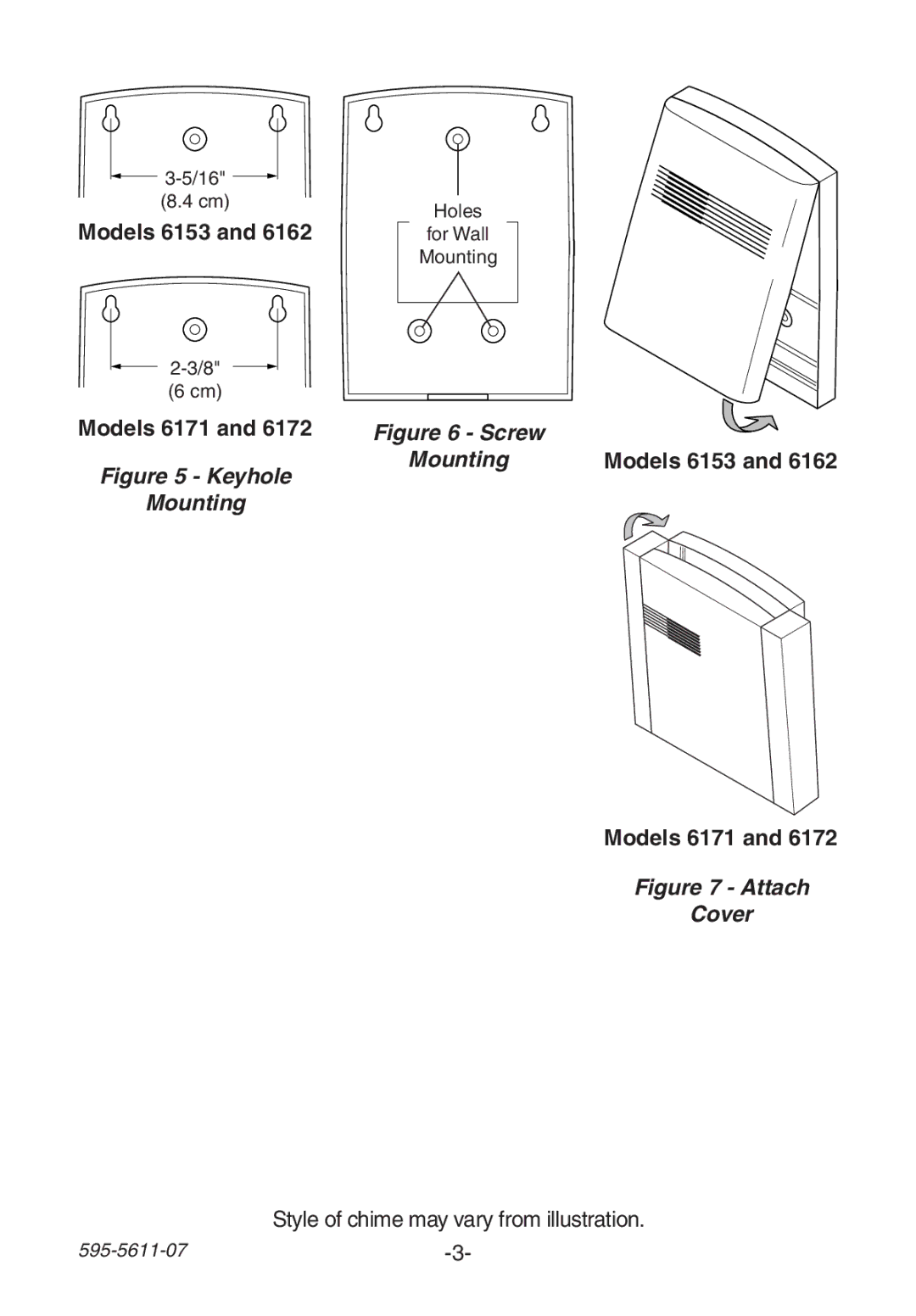 Heath Zenith 6153/62/71/72 manual Keyhole Mounting 