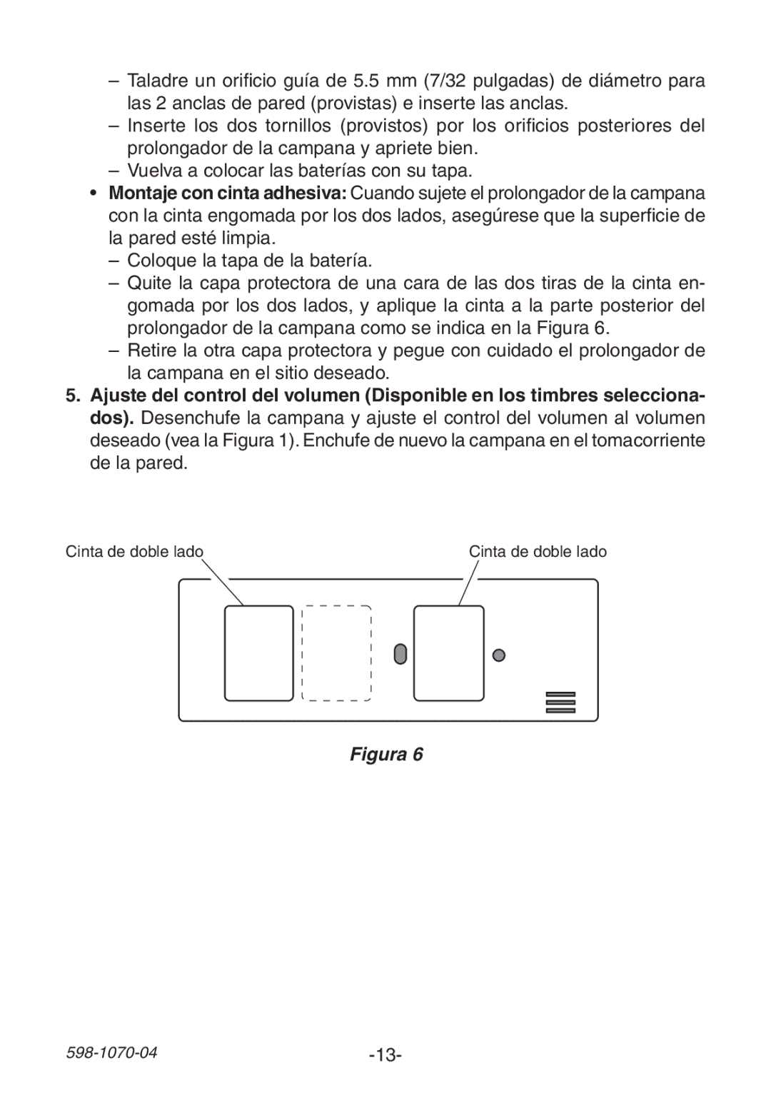 Heath Zenith 6157 manual Cinta de doble lado 