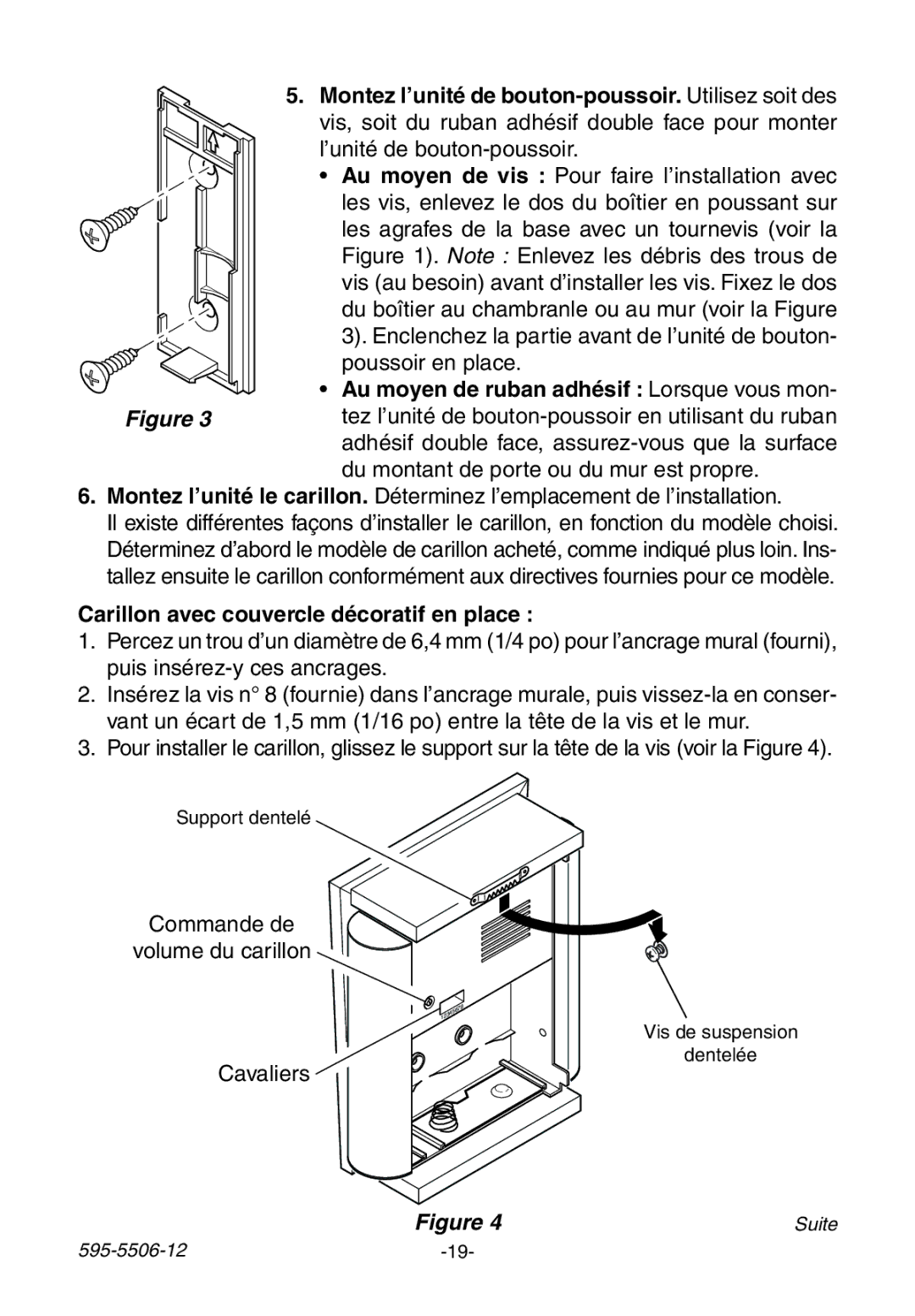 Heath Zenith 6270 Series manual Au moyen de ruban adhésif Lorsque vous mon, Carillon avec couvercle décoratif en place 