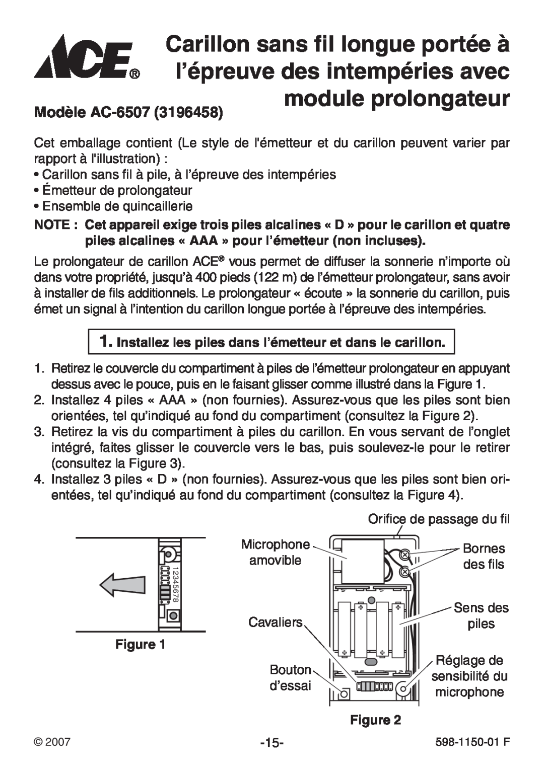 Heath Zenith Carillon sans fil longue portée à l’épreuve des intempéries avec, module prolongateur, Modèle AC-6507 