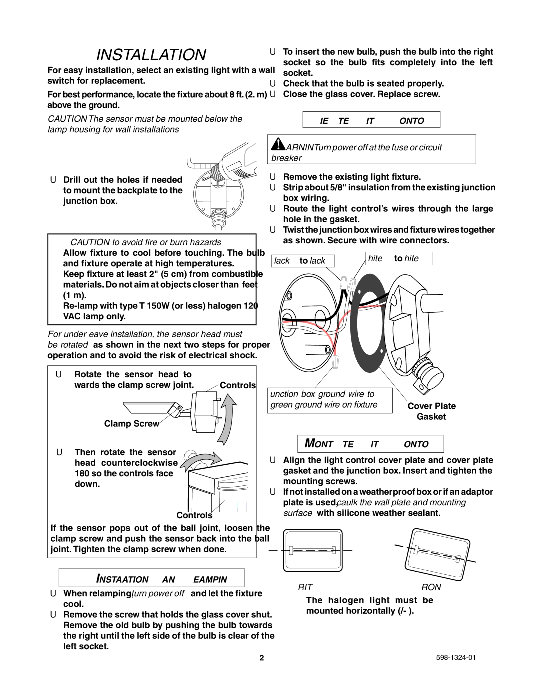 Heath Zenith BL-5511 manual Installation, Rightwrong 