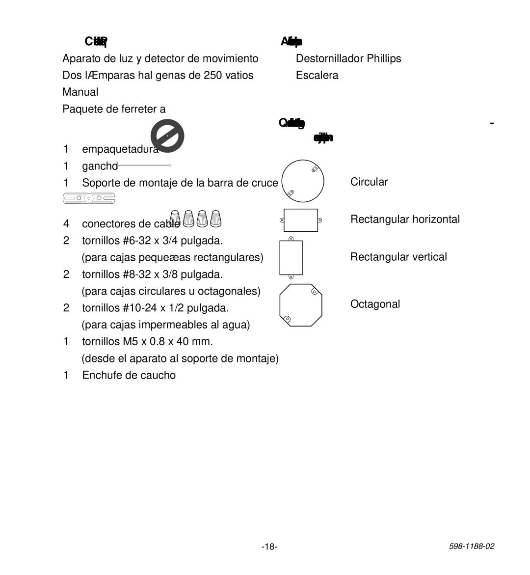 Heath Zenith HD-9260 manual Contenidos del Paquete, Artículos adicionales que se necesitan 