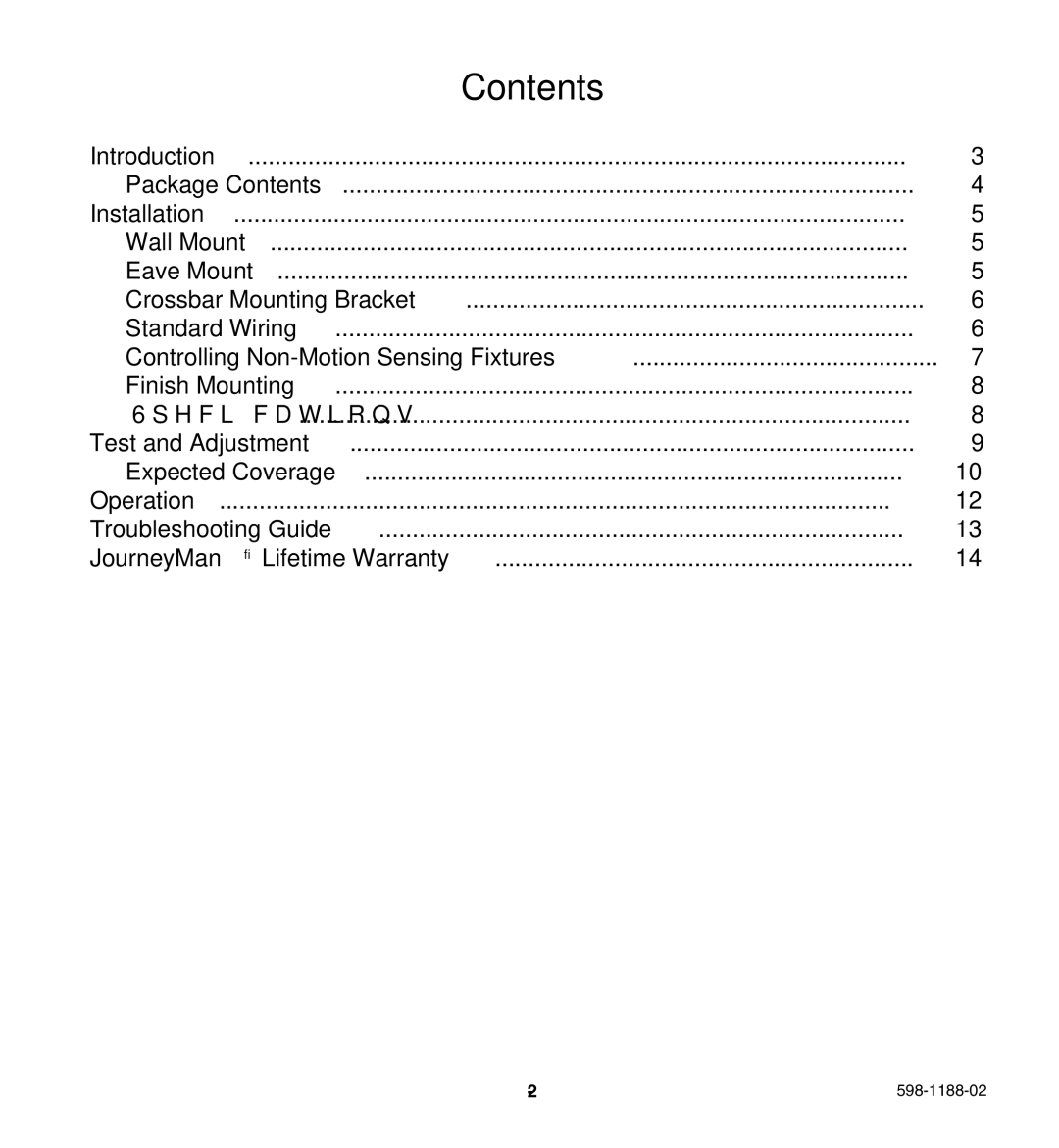 Heath Zenith HD-9260 manual Contents 