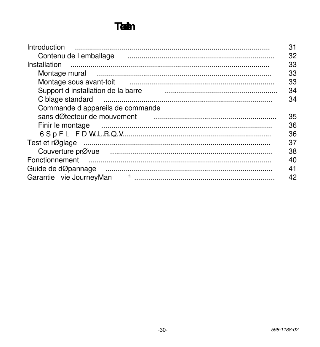 Heath Zenith HD-9260 manual Table des matières 