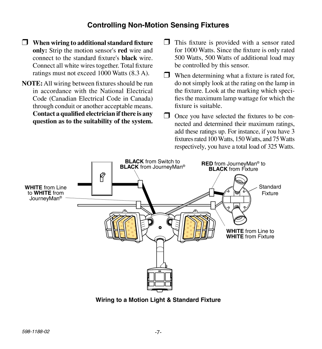 Heath Zenith HD-9260 manual Controlling Non-Motion Sensing Fixtures 