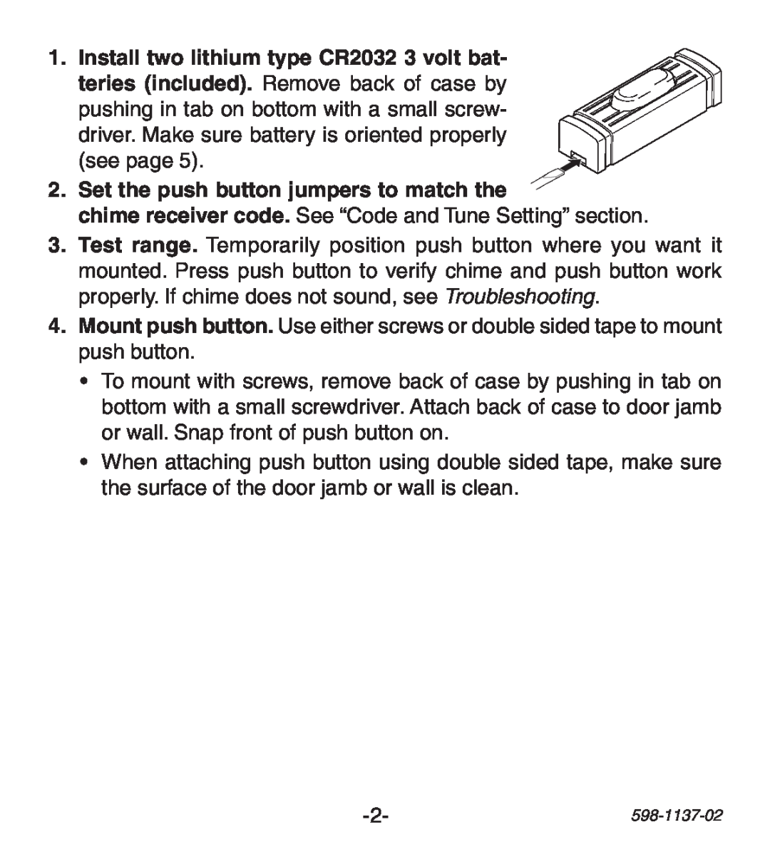 Heath Zenith Lighted Wireless Push Button Accessory manual 