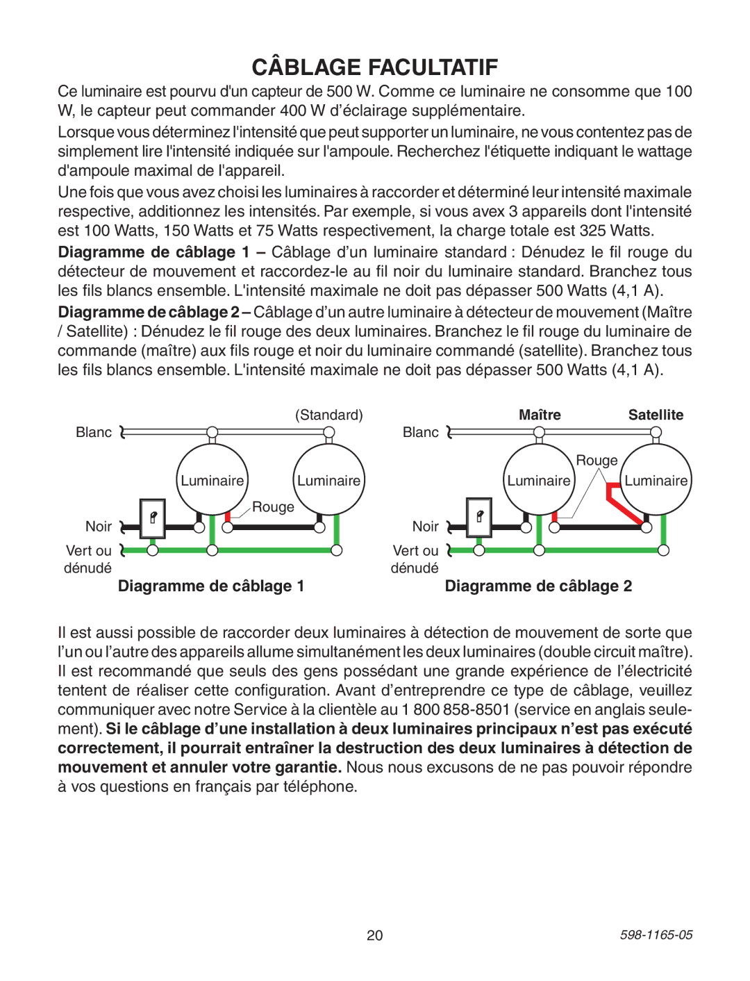 Heath Zenith PF-4150-BK, PF-4150-SC, PF-4150-PB, PF-4162-PB, PF-4170-PB, PF-4160-AB Câblage Facultatif, Diagramme de câblage 