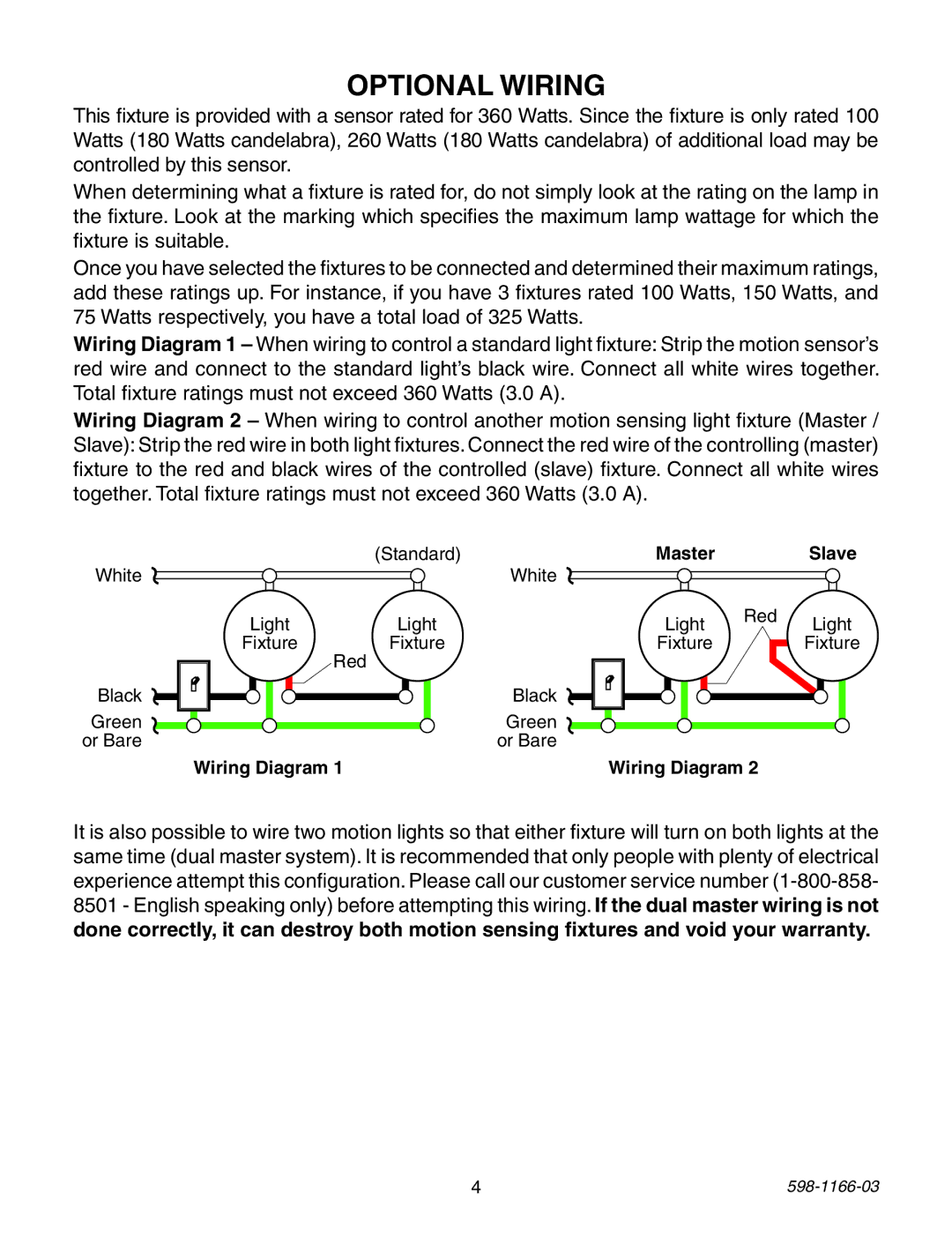 Heath Zenith PF-4129-AZ, PF-4151-AZ, PF-4144-NB, PF-4125-AZ, PF-4144-AZ, PF-4166-SA, PF-4152-BK Optional Wiring, Wiring Diagram 