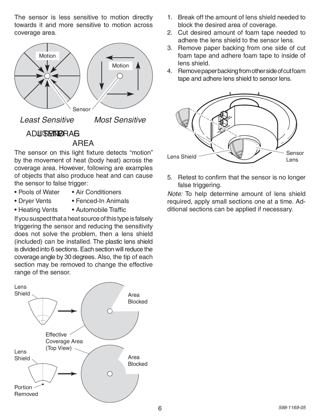 Heath Zenith PF-4300-BK warranty Adjustment of Coverage Area, Heating Vents Automobile Traffic 