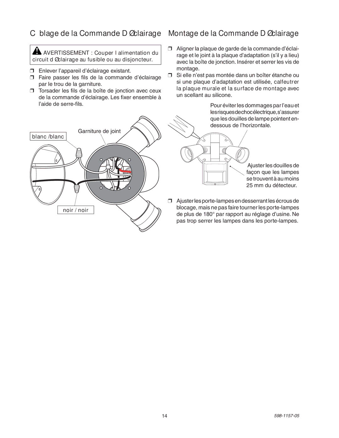 Heath Zenith SH-5411 manual Blanc /blanc, Noir / noir 