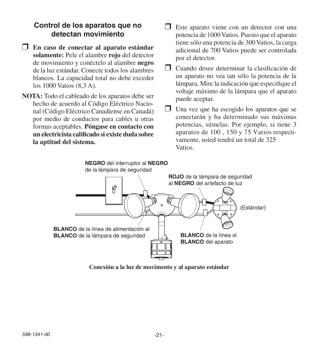 Heath Zenith SH-9250-WH, SH-9250-BZ manual Control de los aparatos que no Detectan movimiento 