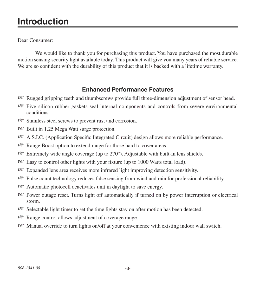 Heath Zenith SH-9250-WH, SH-9250-BZ manual Introduction, Enhanced Performance Features 