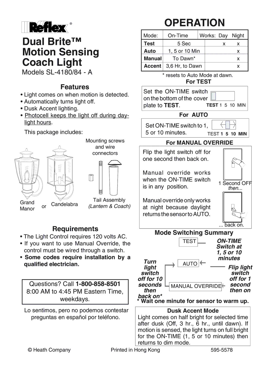 Heath Zenith SL-4180/84 - A manual Operation 