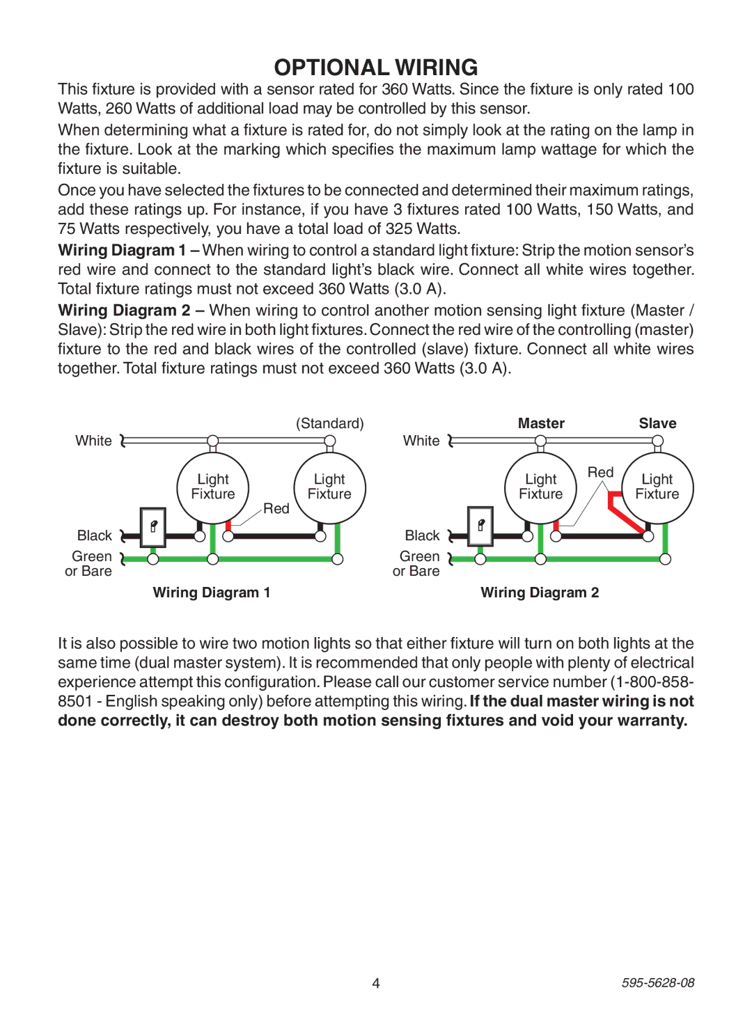 Heath Zenith SL-4190 Series manual Optional Wiring, Wiring Diagram 