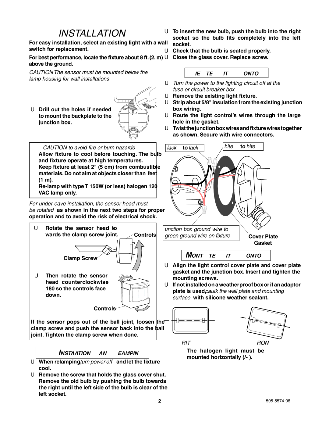 Heath Zenith SL-5511 manual Installation, Rightwrong 