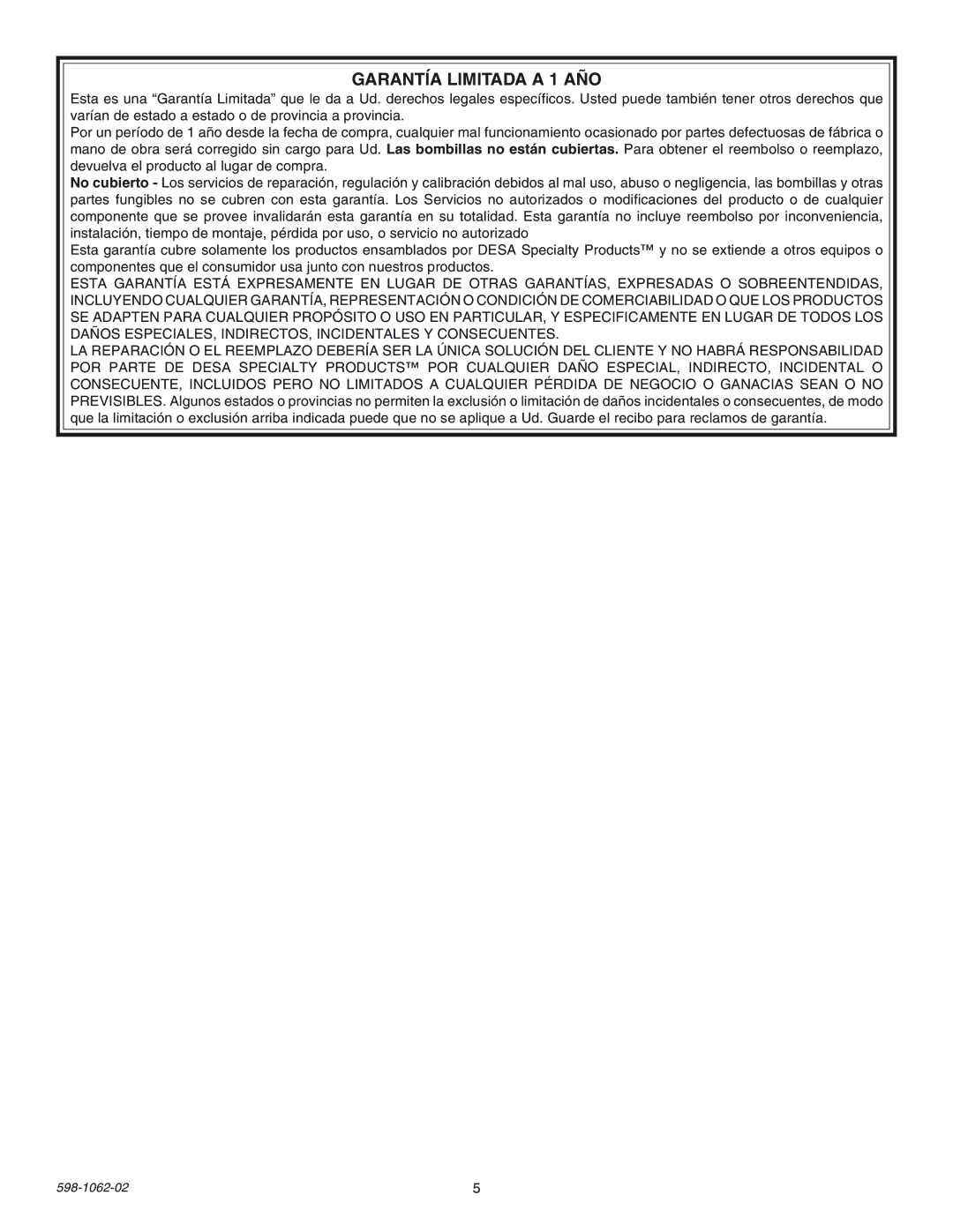 Heath Zenith SL-5653 installation instructions Garantía Limitada a 1 AÑO 