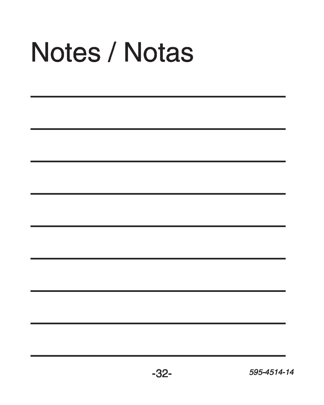 Heath Zenith SL-6107 manual Notes / Notas, 32-595-4514-14 