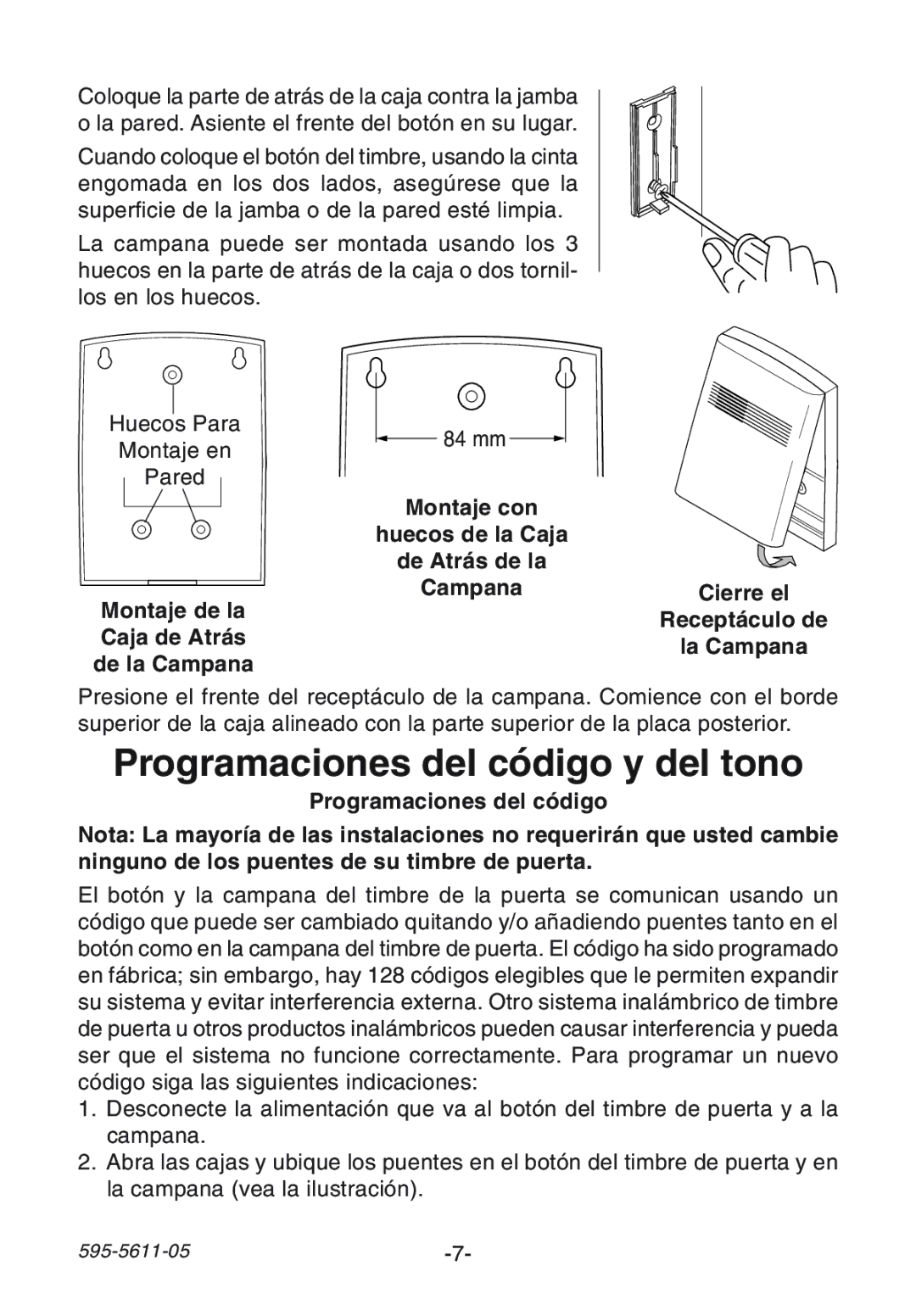 Heath Zenith SL-6171, SL-6153, SL-6172, SL-6162 manual Programaciones del código y del tono 