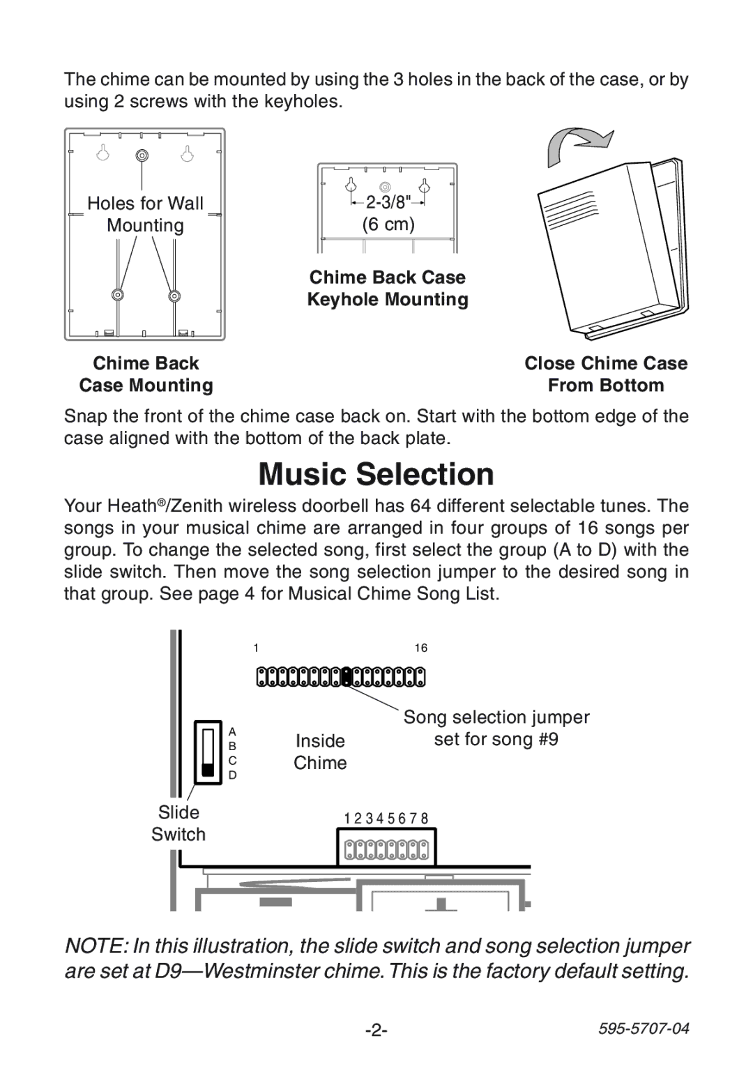 Heath Zenith SL-6164 manual Music Selection 