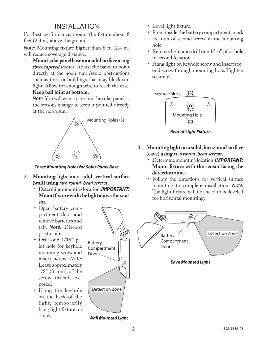 Heath Zenith SL-7210 manual Installation, Determine mounting location.IMPORTANT 