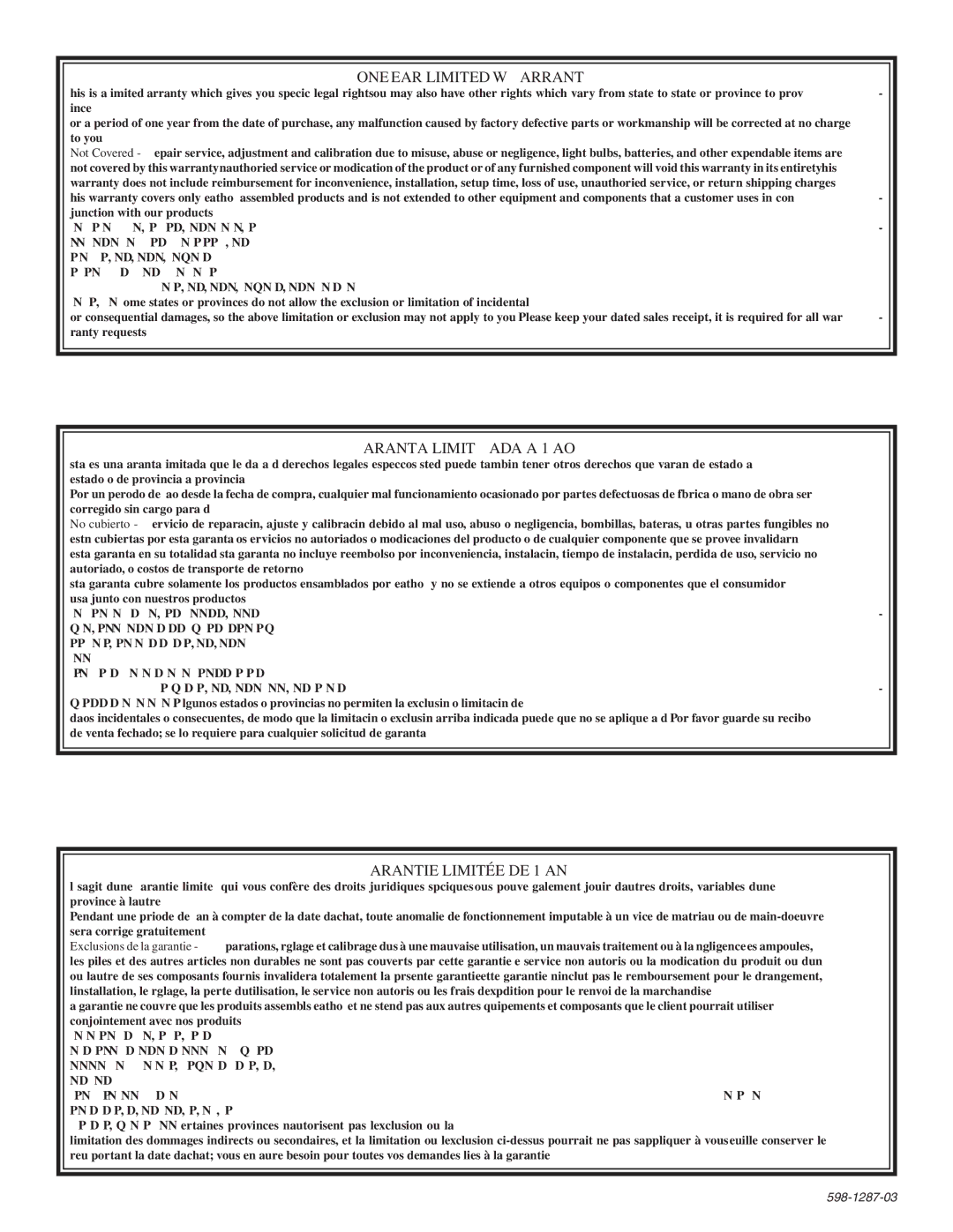 Heath Zenith UT-5675-BZ, UT-5677-BZ, UT-5676-BZ installation instructions ONE Year Limited Warranty 