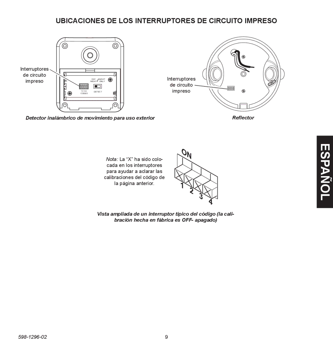 Heath Zenith UT6028-WH, UT-6028-BZ operating instructions Ubicaciones DE LOS Interruptores DE Circuito Impreso 