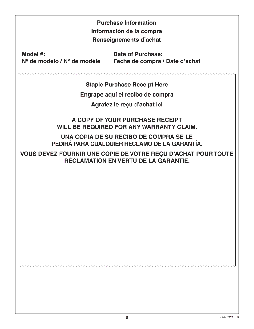 Heath Zenith UT-9274-BZ, UT-9272-BZ installation instructions Date of Purchase 