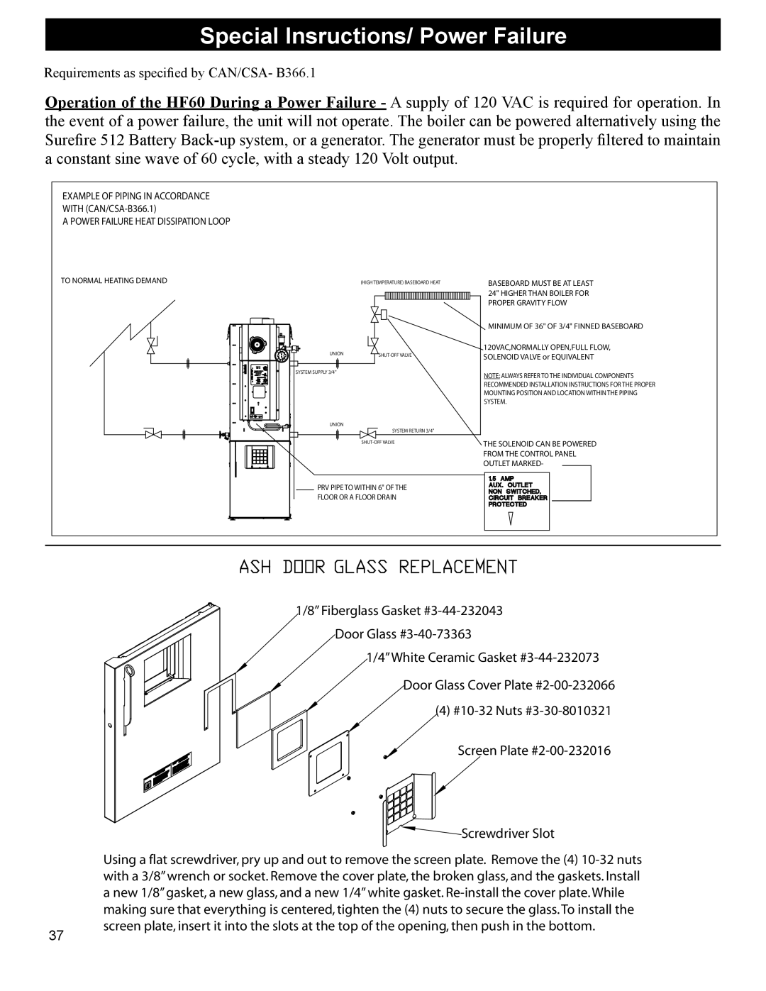 Heatiator BH60 manual Special Insructions/ Power Failure, To Normal Heating Demand 