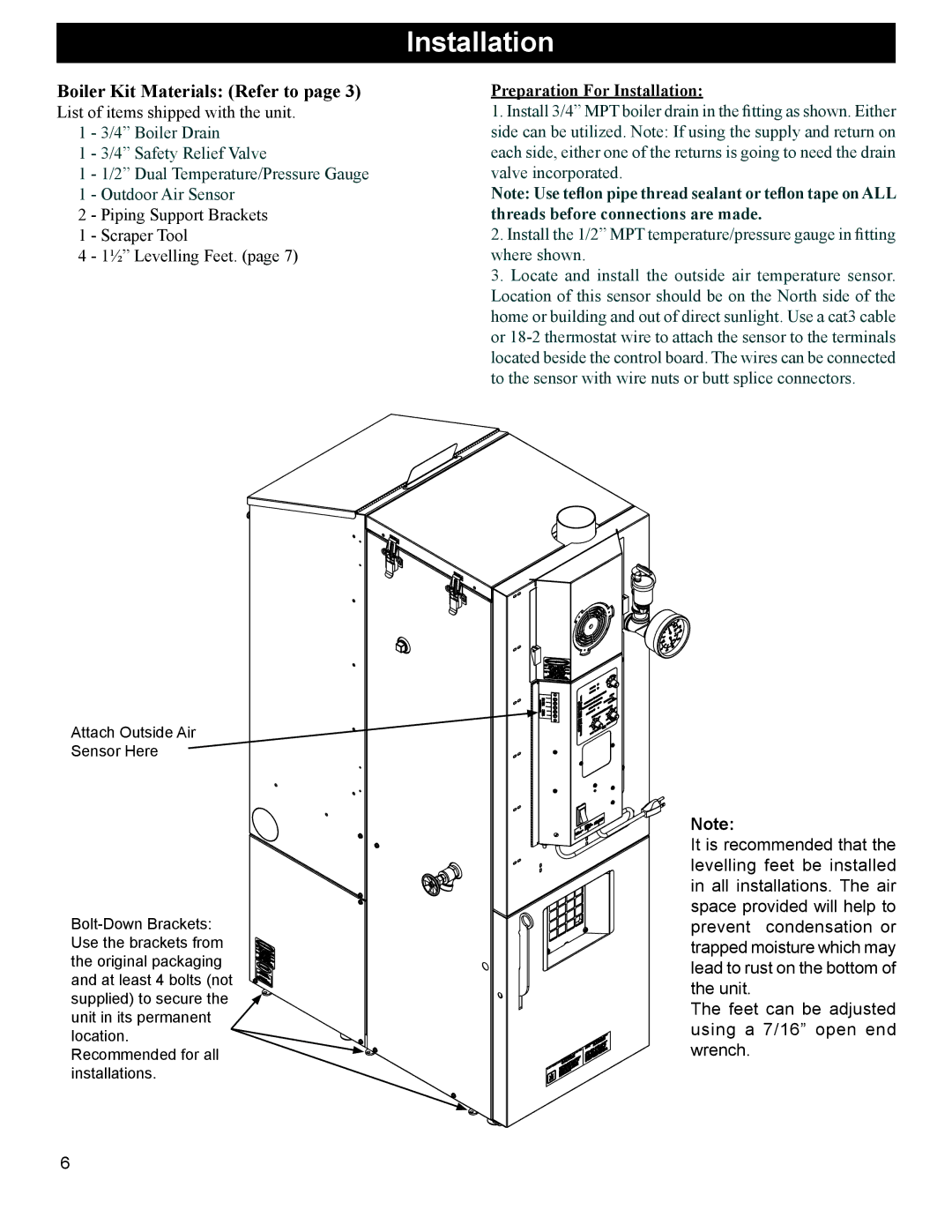 Heatiator BH60 manual Boiler Kit Materials Refer to, Preparation For Installation 