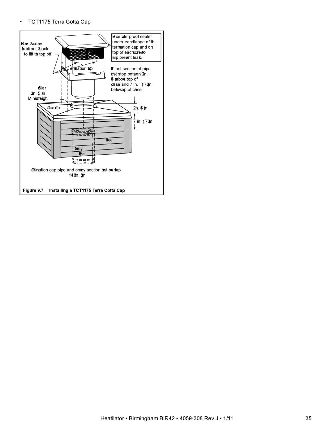 Heatiator BIR42 owner manual TCT1175 Terra Cotta Cap 
