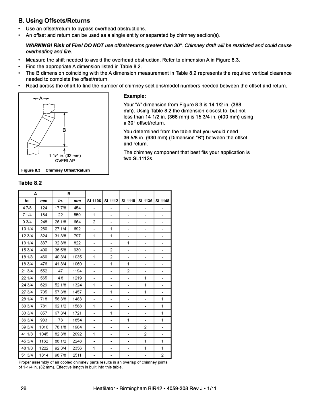 Heatiator BIR42 owner manual B. Using Offsets/Returns 