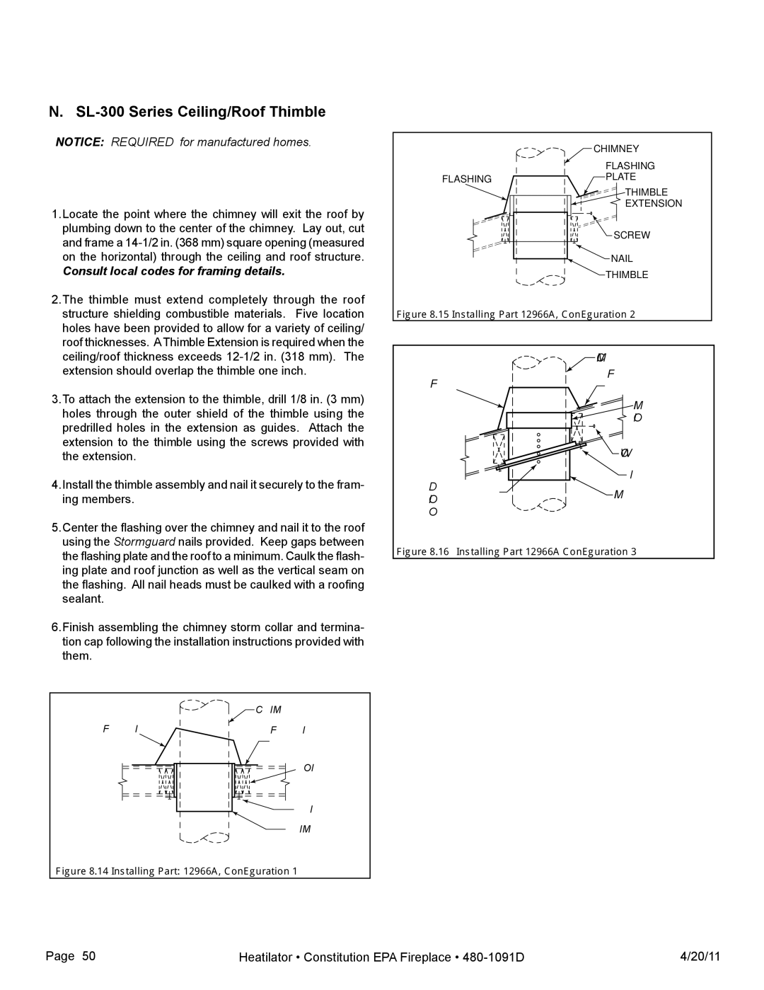 Heatiator C40 owner manual SL-300 Series Ceiling/Roof Thimble, Consult local codes for framing details 