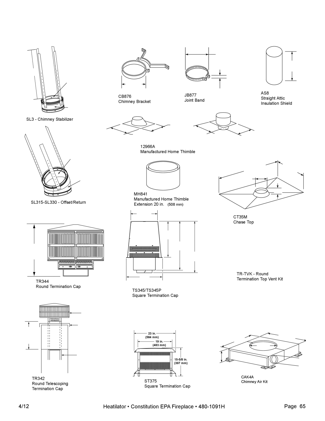 Heatiator C40 owner manual 15-3/4 