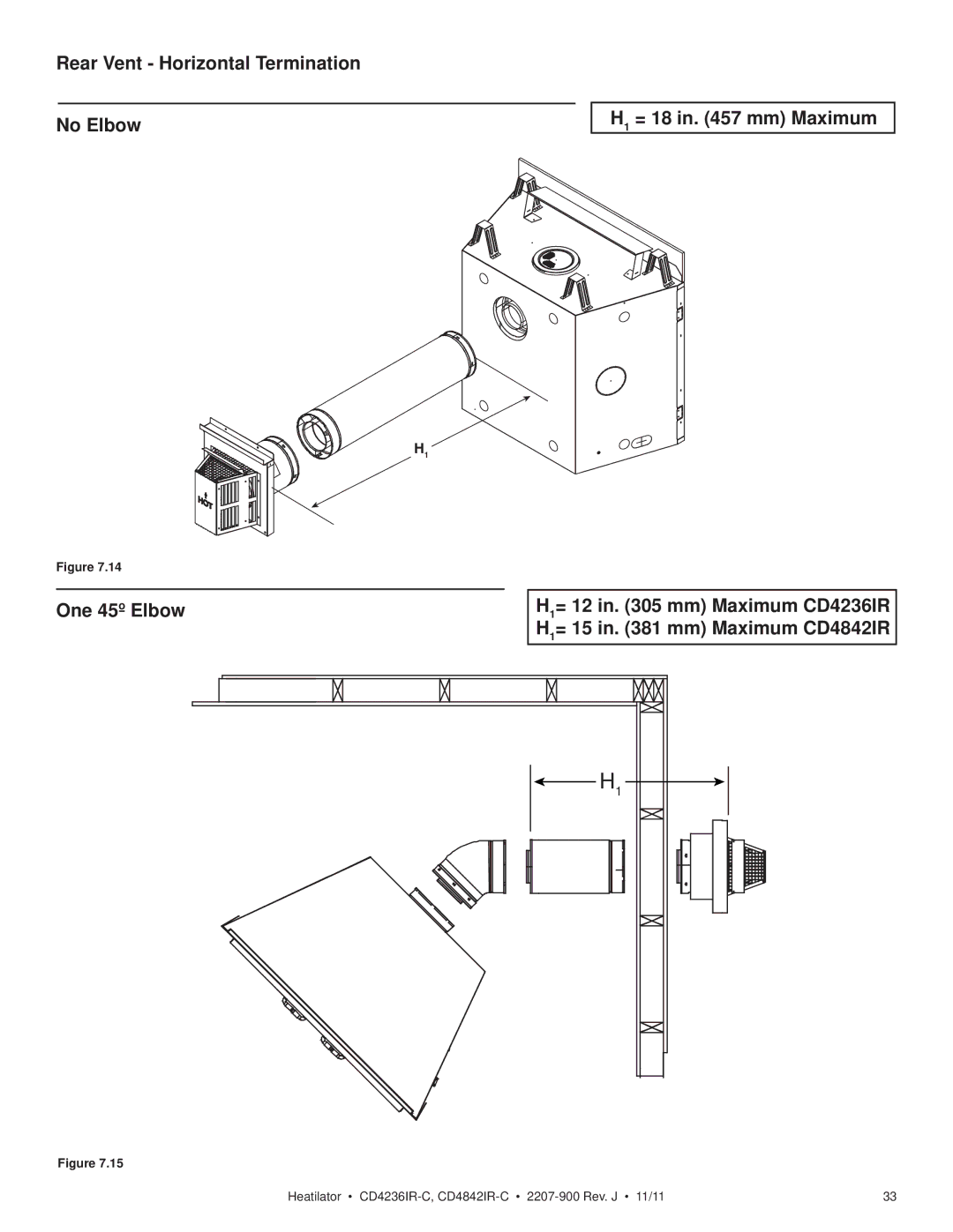 Heatiator CD4236ILR-C, CD4842ILR-C owner manual Heatilator CD4236IR-C, CD4842IR-C 2207-900 Rev. J 11/11 