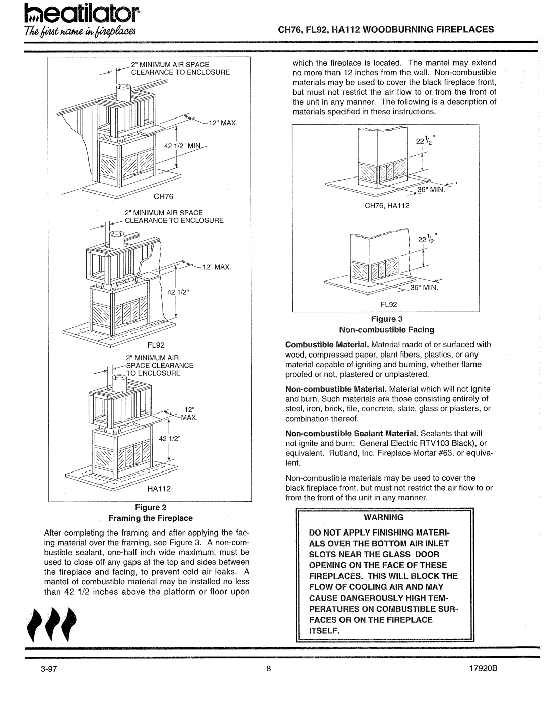 Heatiator CH76 manual 