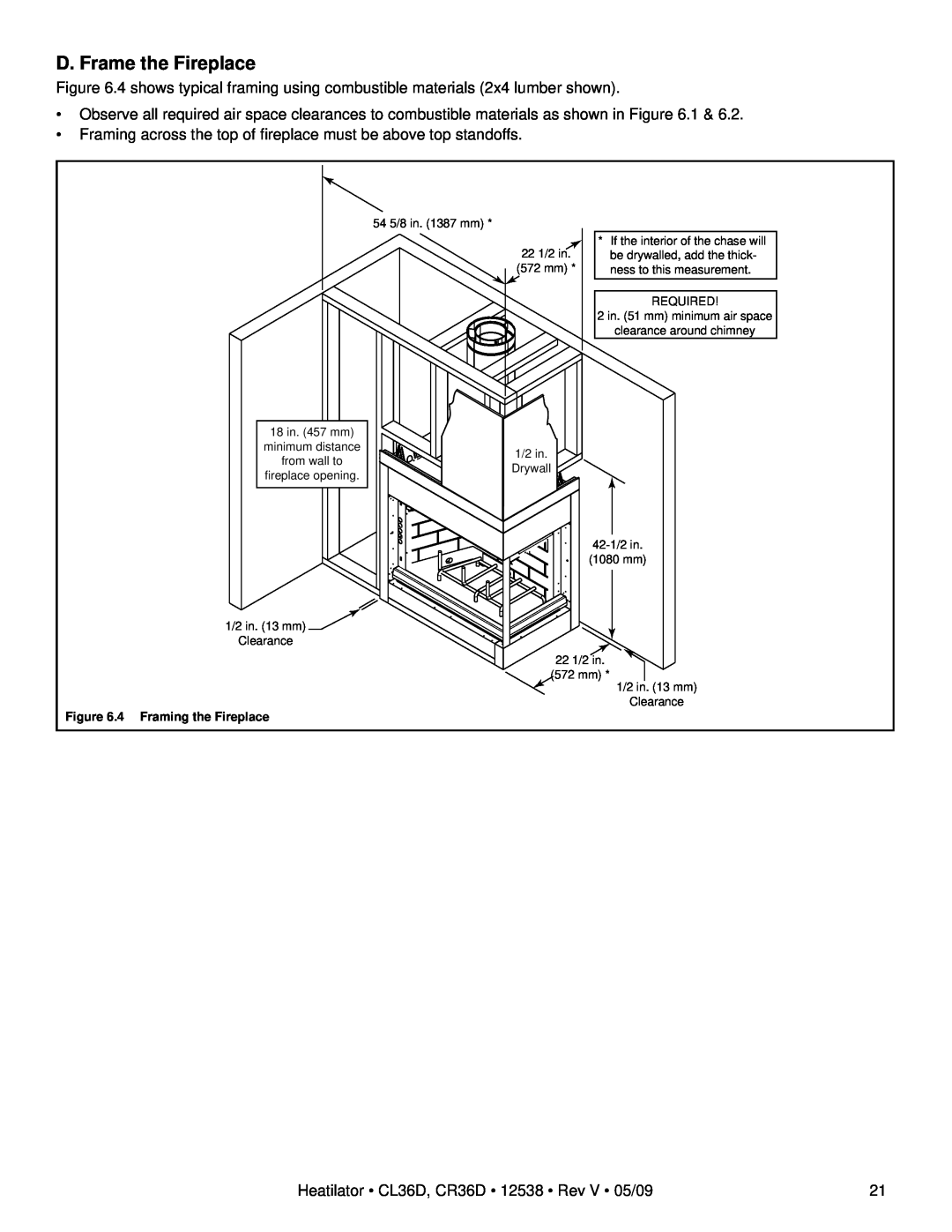 Heatiator CL36D, CR36D owner manual D. Frame the Fireplace 