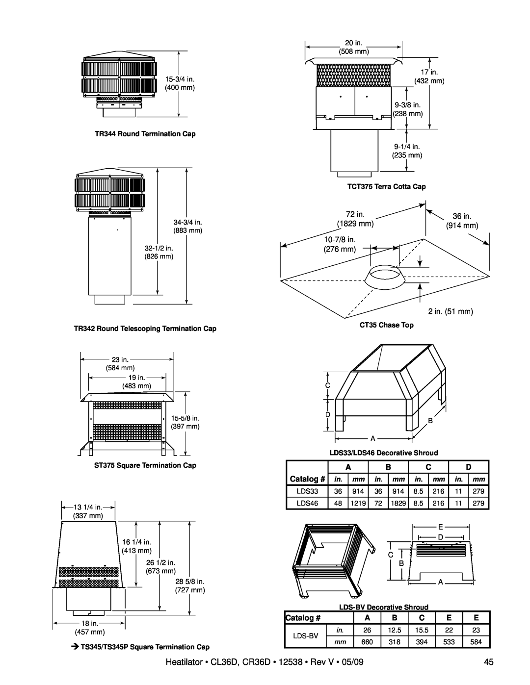 Heatiator owner manual Heatilator CL36D, CR36D 12538 Rev V 05/09, Catalog # 